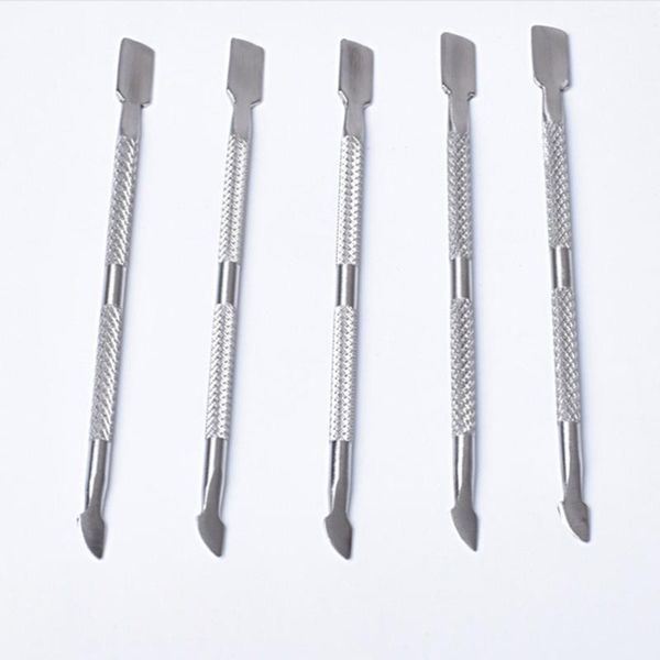 

nail art decorations 1pc stainless steel double end cuticle spoon pusher remover tool and cleaner cutte, Silver;gold