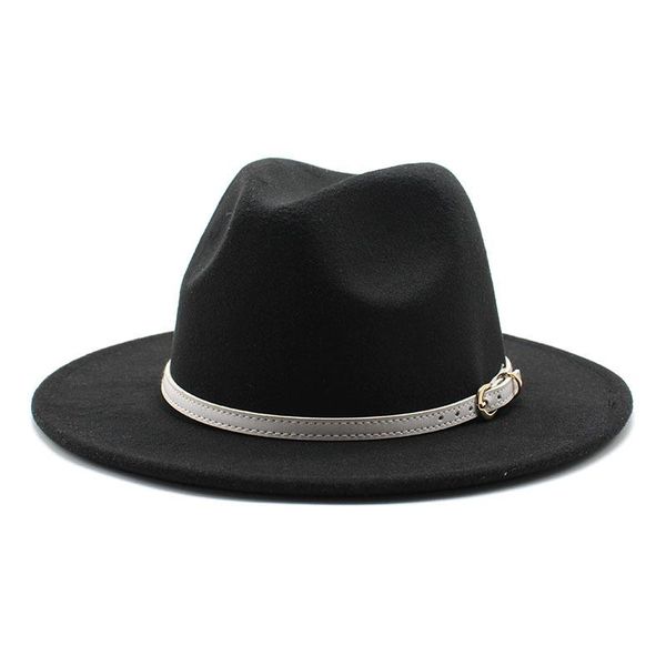 

wide brim hats fedoras women's hat big autumn solid formal dress wedding woman camel black white fedora felted classic cap winter, Blue;gray
