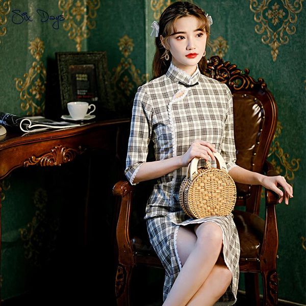 

chinese dress modern women plus size slim young gezi qipao vintage retro cheongsam lady vestidos high split casual ethnic clothing, Red
