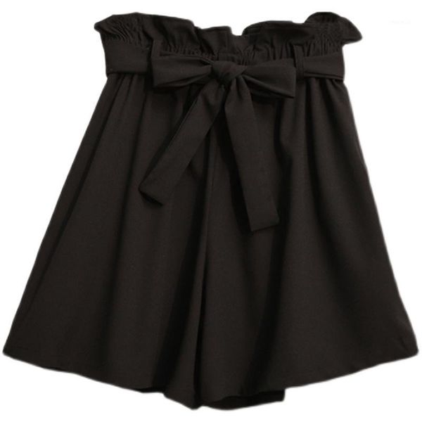 

black chiffon wide-legged plus size 5xl large fashion zevity basic high waist summer women's casual cycling clothing shorts 2021, White;black