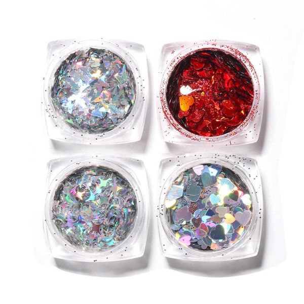 

holographic mirror butterfly nail sequins ultra-thin flake glitter gold pink rainbow gel polish manicure decoration, Silver;gold