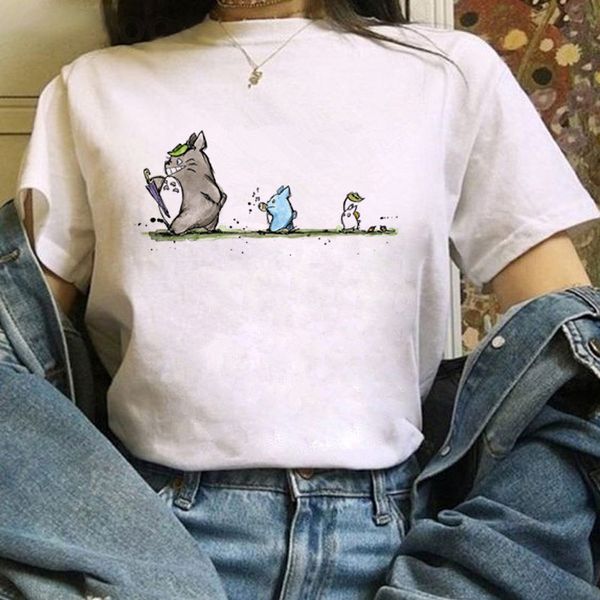 90er Totoro T-Shirt Harajuku Kawaii Damen Ullzang Sprited Away T-Shirt Lustiges Manga T-Shirt Studio Ghibli Anime Top T-Shirt weiblich