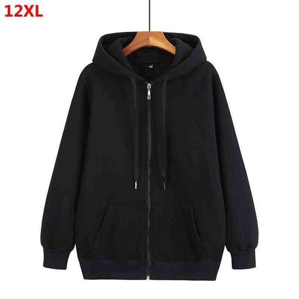 

autumn men's zipper cardigan plus size hoodie men's jacket cardigan oversized mens hoodies sweatshirt men 9xl 10xl 8xl y1201, Black