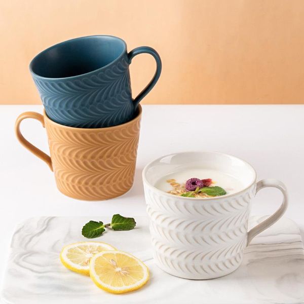 

mugs retro simple embossed ceramic lovers cup nordic home decoration kitchen office tea milk