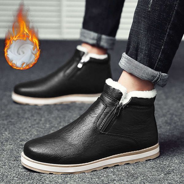 

Casual shoes SK5I 2021 new winter male students' flat bottomed snow boots, plush and thickened warm cotton shoes, fashion Korean personalized shoes SKDF, Black