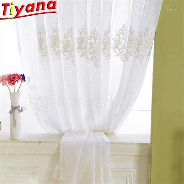 

curtain & drapes european embroidery white tulle curtains for living room geometric pure translucidus sheer voile x-hm060#401
