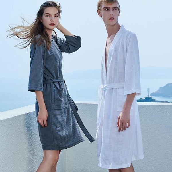 

women's sleepwear lovers nightgown thin four seasons beach bathrobe men's pajamas loose large size long robe dressing gown, Black;red