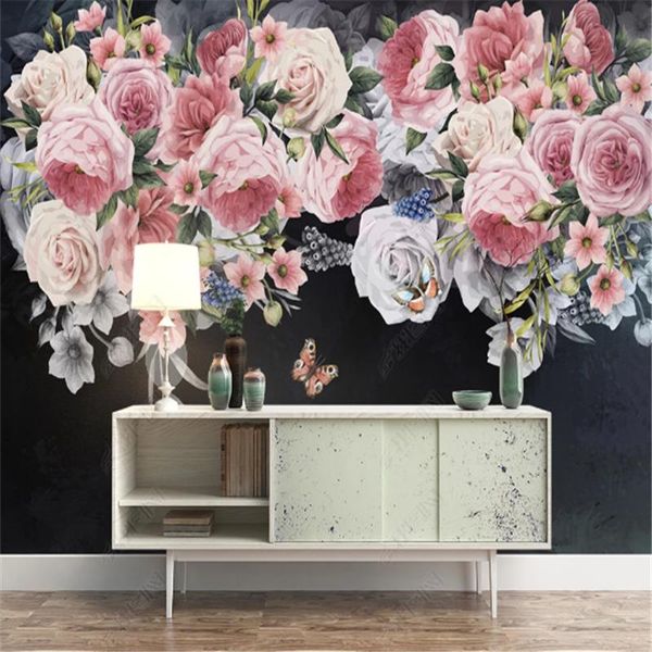 

custom hand-painted american painting bedroom wallpaper mural garden flower background wall murals paper living room home decor wallpapers