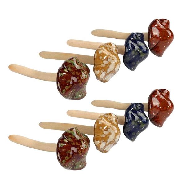

decorative objects & figurines 8pcs ceramic garden mushrooms lawn ornament decor pottery for fairy decorations