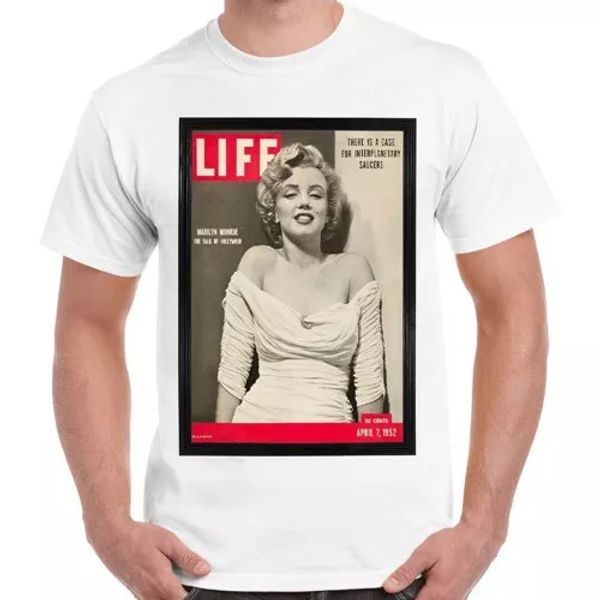 

marilyn monroe life magazine 50s retro t shirt 1364, White;black