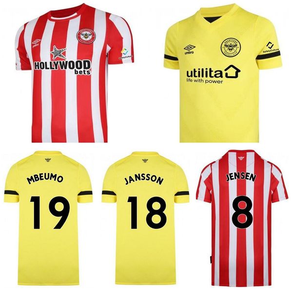 

FC Brentford 21 22 soccer jerseys home away yellow Fosu MBEUMO TONEY Dasilva Forss CANOS camisetas 2021 Newest maillot de foot adult men kit, Black;yellow