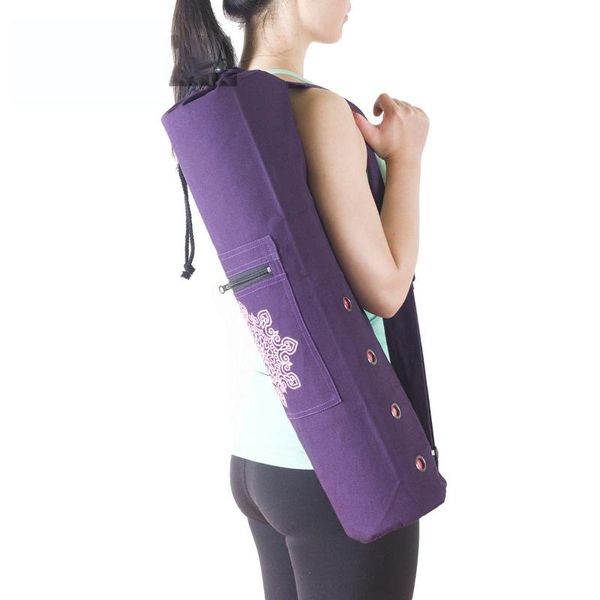 

outdoor bags bag for yoga mat carrier multifunctional fitness gym durable canvas cotton backpack storage environmentally