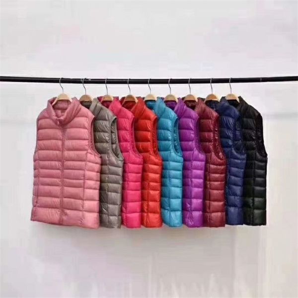 Piumino invernale da donna senza maniche ultraleggero impacchettabile Piumino d'anatra bianco Piumino caldo Gilet Gilet Capispalla Cappotti per donna 211105