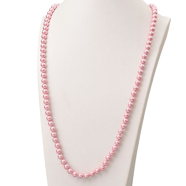 Glouries cor-de-rosa grânulos 8mm tamanho para diy longa imitação pérolas encantado colar 36inch jóias feminina inteira h862