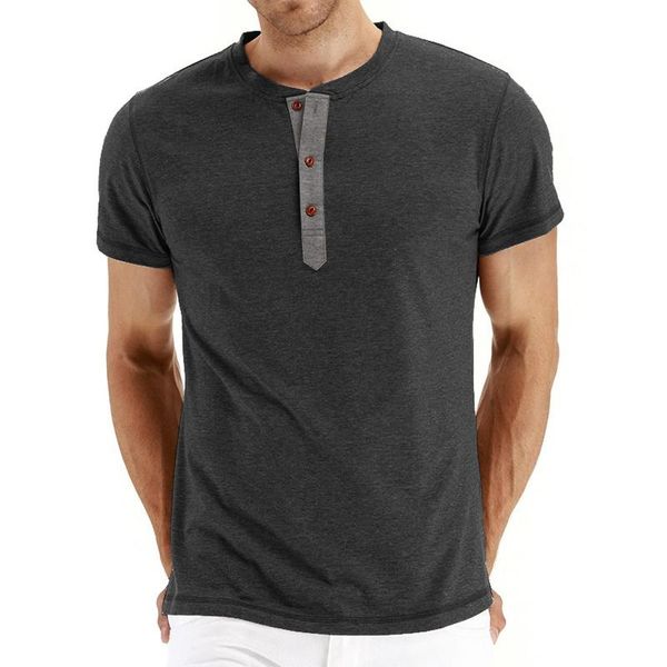 

men's casual shirts fashion men t shirt cotton short sleeve fitness v neck solid color button loose basic t-shirts mens camiseta hombre, White;black