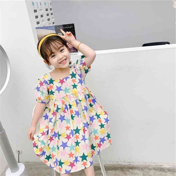 

summer arrival girls fashion star dress kids cotton es girl 210528, Red;yellow