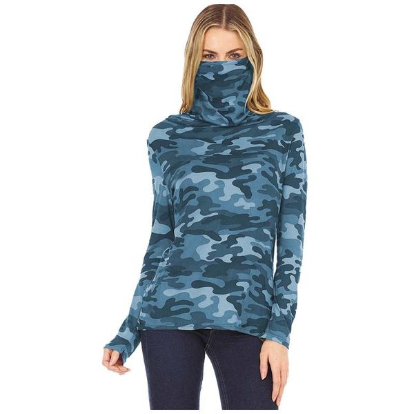 

women's t-shirt t-shirts for women casual loose turtleneck long sleeve tie-dye face mask camouflage undefined mujer camisetas, White
