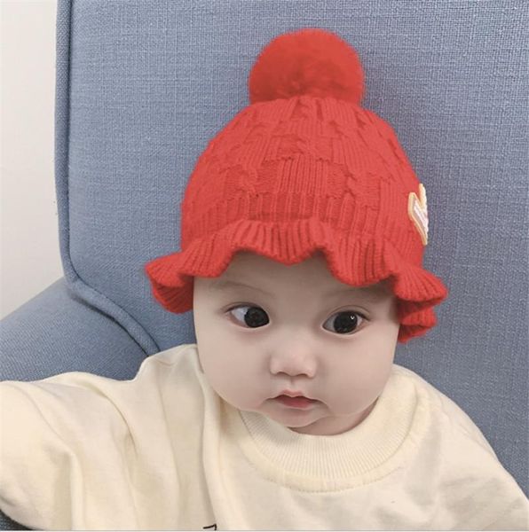 

caps & hats cartoon children's knitted cap ball baby's wool warm hat winter, Yellow