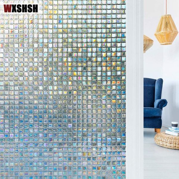 

window stickers no glue 3d laser mosaic frosted glass decorative film for move doors and windows drop- 2m long