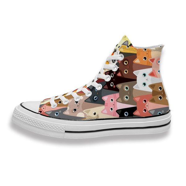 

custom printed colorful cat sneakers high mens womens running sho skateboard diy trainers canvas casual shoe