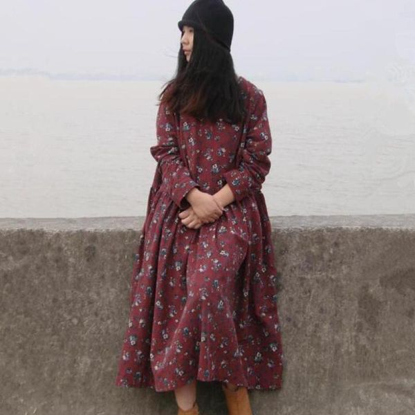 

casual dresses 2021 women long sleeve spring dress retro floral print vintage female maxi elegant vestidos plus size 4xl 5xl 6xl, Black;gray