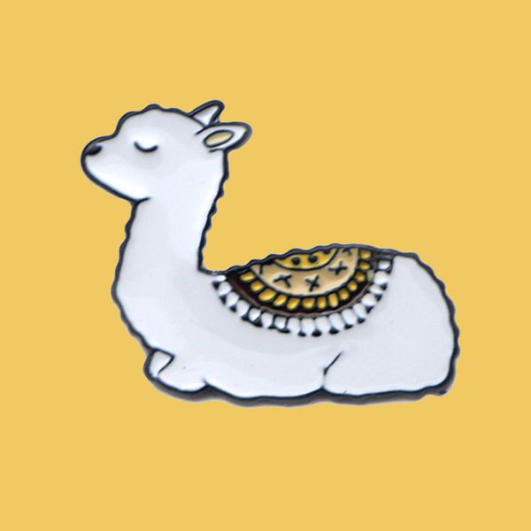 

o126 whole 10pcs/lot cute baby llama metal enamel pins animal alpaca creative cartoon denim coat lapel badge jewelry gift, Gray