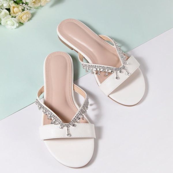 

slippers 2021 fashion luxury for women casual rhinestone flat slides female flip flops beach outdoor shoes, Black