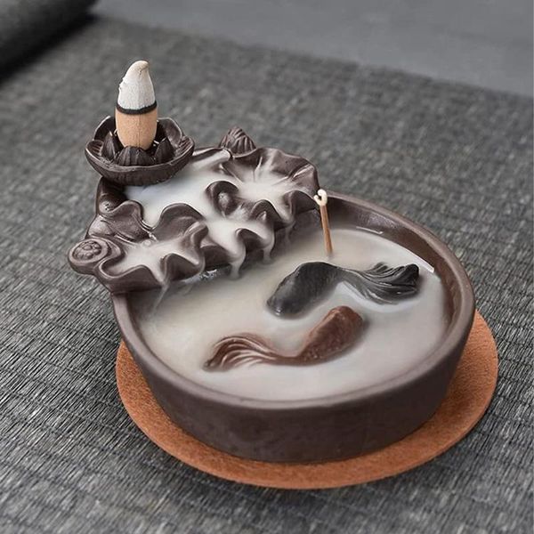 

fragrance lamps fish backflow incense burner meditation gifts home office tea house decor zen buddhist crafts ornaments