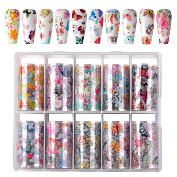 

makarnail art foil transfer stickers nail supplies transfers 10 rolls decals extension gel decorations &, Black