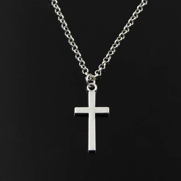 

chains simple classic fashion double sided cross antique sier color pendant girl short long chain nelaces jewelry for women, Silver
