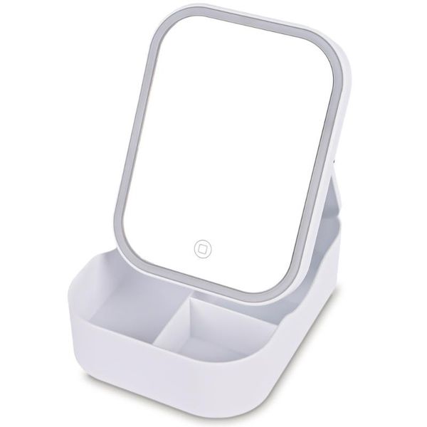 

compact mirrors led touch control makeup mirror with cosmetics organizer foldable portable storage box case