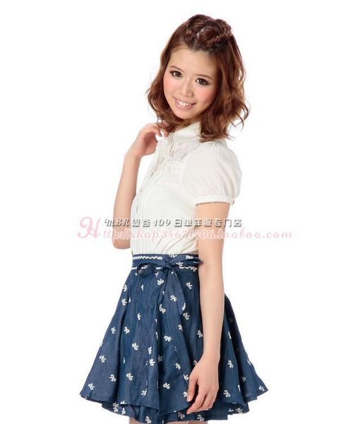 

women's blouses & shirts japan l*z lisa lace doll collar 100% cotton, White