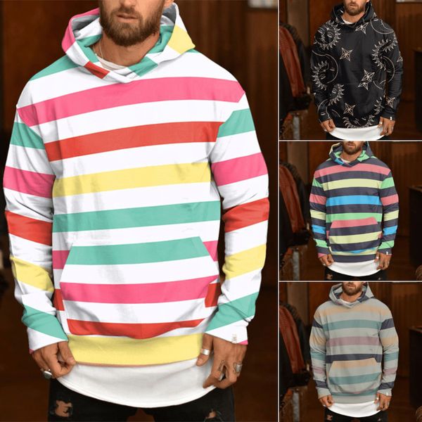 

new brand mens pullover hoodies sweatshirts male slim sweatshirt hoody blue rainbow hoodie, Black