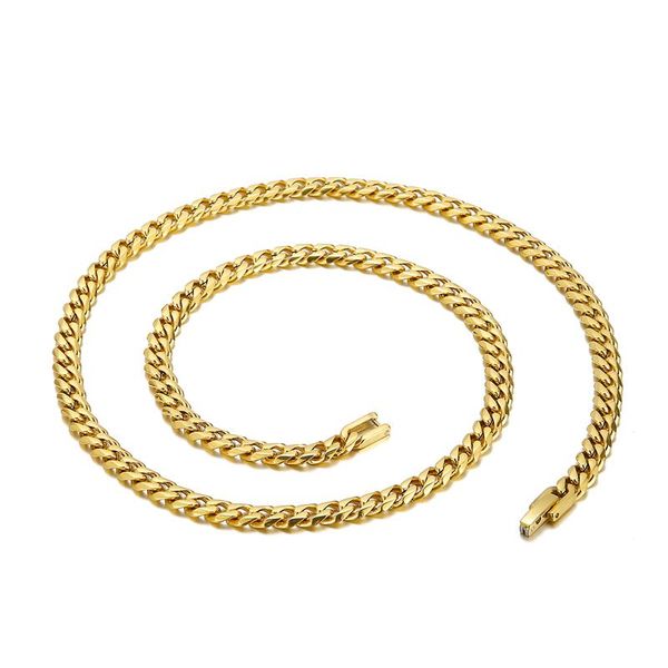 

chains gold black snake link cuban chain 6mm men's stainless steel necklace, Silver