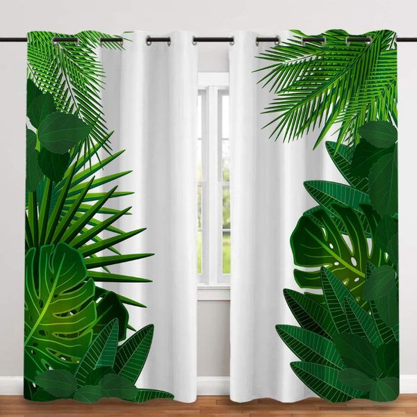 

curtain & drapes 2 pcs/set tropical leaves thickened cloth nordic window blackout curtains for bedroom and living room