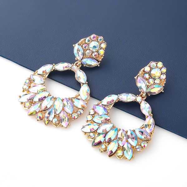 

s2256 fashion jewelry colorful rhinstone dangle earrings women stud earring, Silver