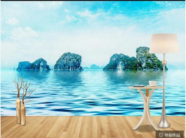 

wallpapers 3d po wallpaper custom mural blue sky lake island scenery tv background home decor living room for walls 3 d