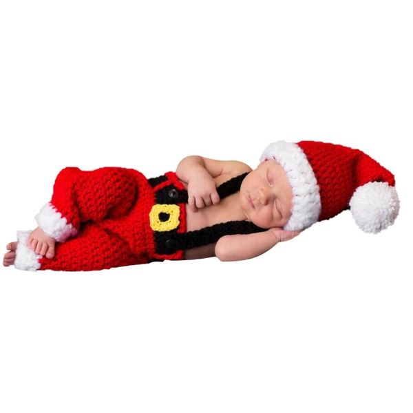 

clothing sets attractive christmas born party costume baby girls boy po props cute knitted outfit santa claus red hat pants gift, White