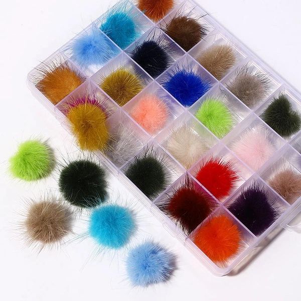 

10/24pcs/set soft touch nail pom poms trendy charms puffy ball fluffy kit pendant jewelry 3d detachable nails fur balls decoration colorful, Silver;gold