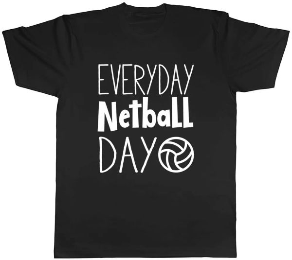 

everyday netball day mens t-shirt tee, White;black