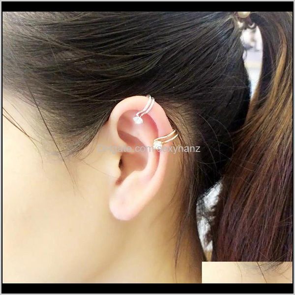 

clip-on & screw back earrings jewelry drop delivery 2021 selling summer style gold sier plated cubic zirconia tragus ear cuff clip for, Silver