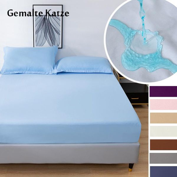 

sheets & sets all size smooth waterproof mattress protector for box spring cover pad solid color fitted bed sheet