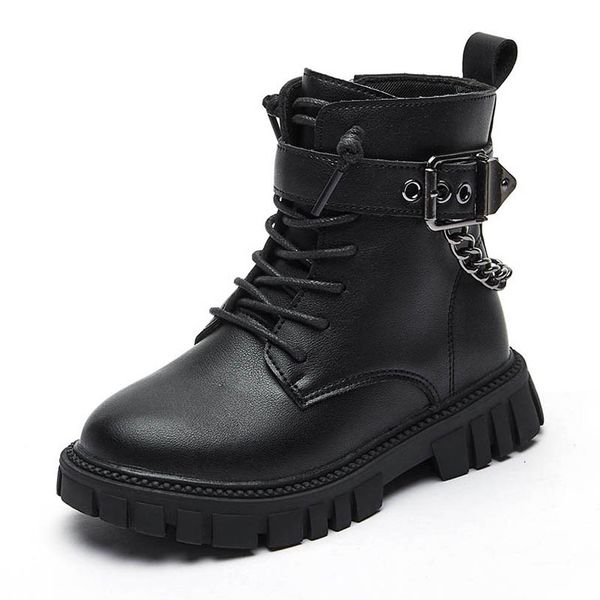 

kids boots children shoes childrens girls boys short boot autumn winter fashion leather footwear b8311, Black;grey