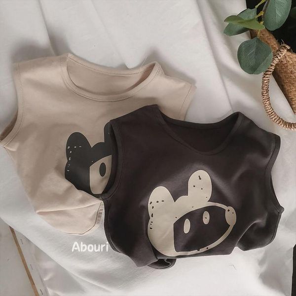 

summer korean boys and girls baby sleeveless vest printed t shirt p4333, Blue
