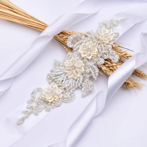 

wedding sashes s346 luxury bridal belt white flower dress accessories pearl bride accessory belts for women prom party evening dresses