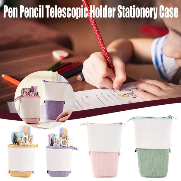 

pen pencil holder stationery case corduroy stand-up transformer bag quality school supplies gift storage bags