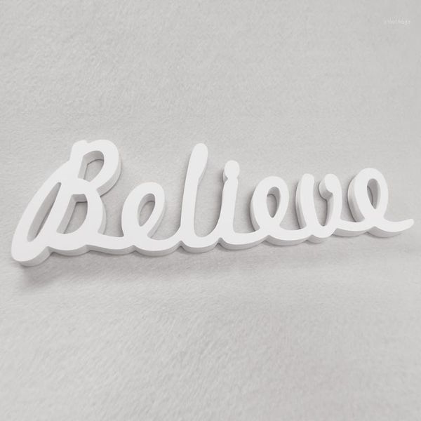 Novidade itens personalizados wooden wooden words acreditam o nome logotipo forma para menino garoto meninas bebê festa de aniversário casamento design decoração