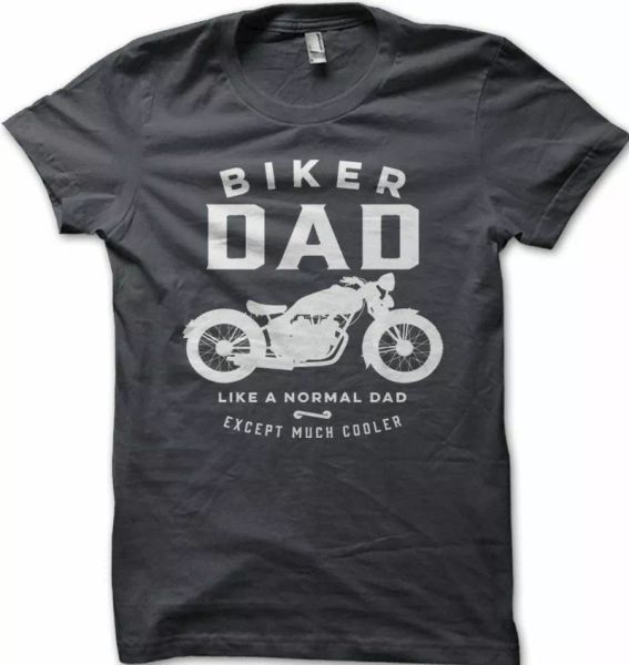 

biker dad much cooler father day birthday printed t-shirt 9148, White;black