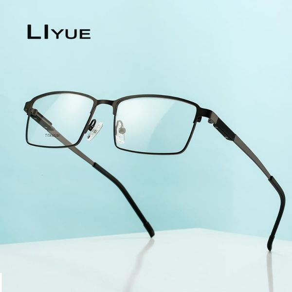 

fashion sunglasses frames titanium alloy optical glasses frame men 2021 ultralight square myopia prescription eyeglasses male metal full eye, Black