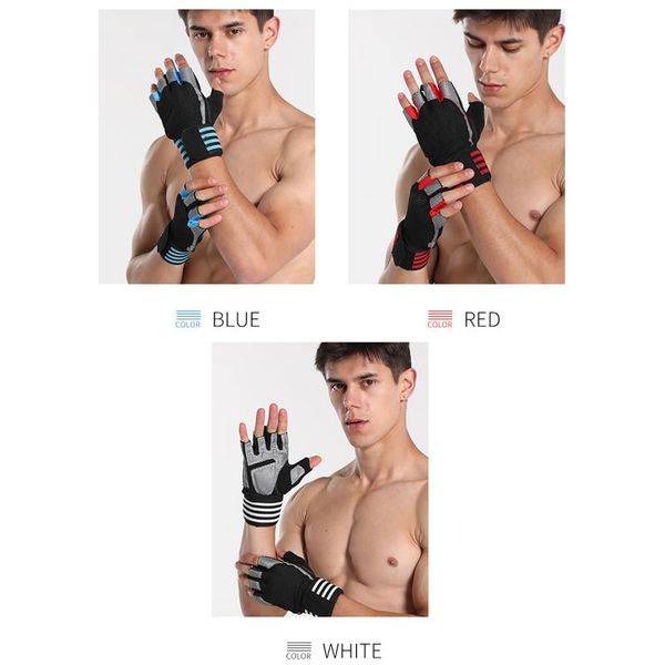 

cycling gloves fitness wrist mtb road mountain bike sports half-finger for equipment, Black